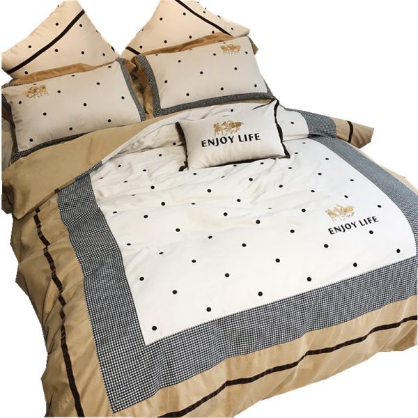 Pure Cotton Warm Velvet Brushed Simple Stitching Embroidery Plaid Thick Warm Bedding - Image 5