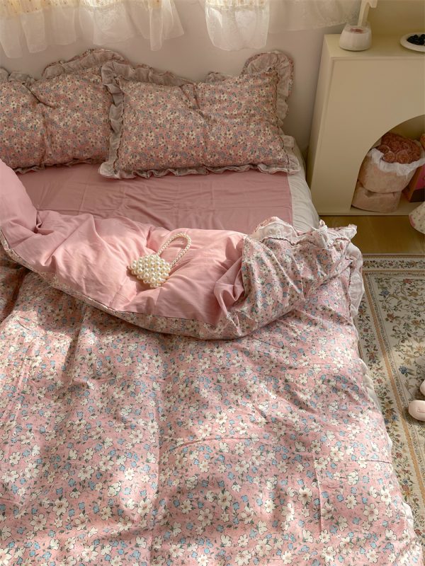 Fragmented Cotton Four Piece Lace Pure Cotton Bed Sheet, Quilt Cover, Bed Skirt, Bedding - Image 6