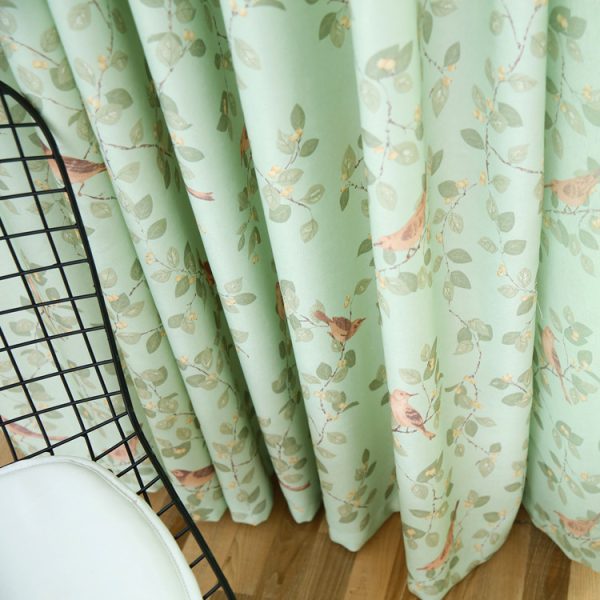 Bird Green Leaf Curtain Korean Bay Window Balcony Mesh Curtains - Image 4