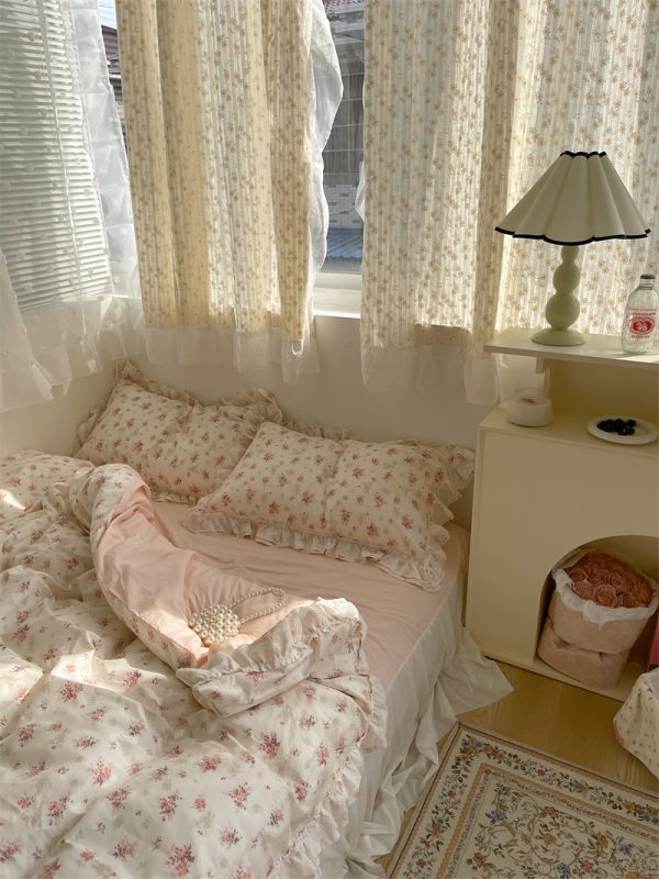 Fragmented Cotton Four Piece Lace Pure Cotton Bed Sheet, Quilt Cover, Bed Skirt, Bedding - Image 2