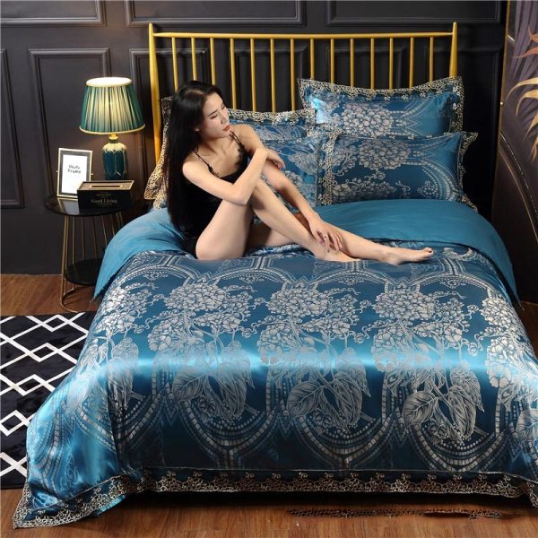 Silk Satin Jacquard Lace Four-piece Bedding - Image 24