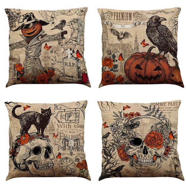 Halloween Cotton Linen Sofa Car Cushion Pillowcase