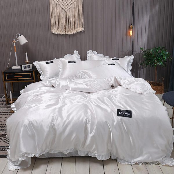 Pure Color Washed Silk Bed Sheet Ice Silk Four-piece Bed Sheet Duvet Cover - Image 8