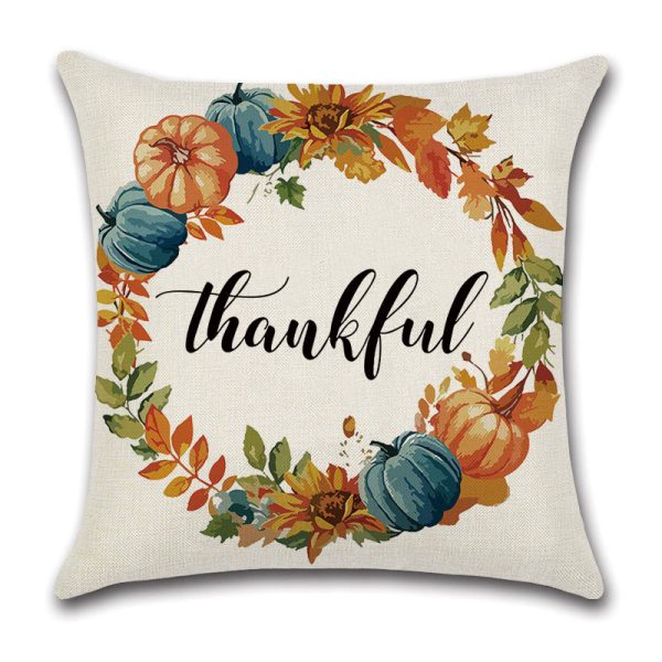 Pillowcase Linen Pumpkin Cartoon Car Thanksgiving Wreath - Image 4