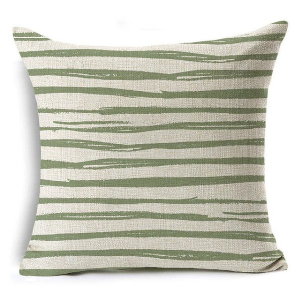 New Green Geometric Print Linen Pillowcase - Image 20