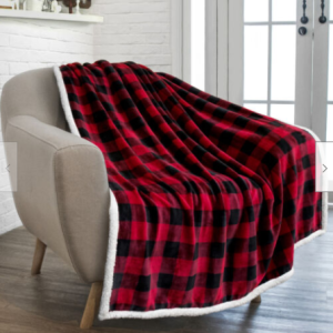 Red plaid flannel wool blanket