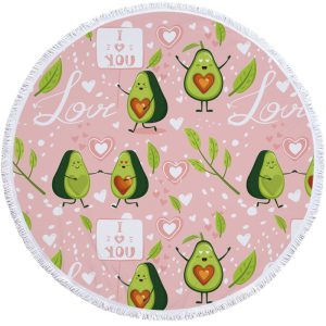 Avocado round beach towel