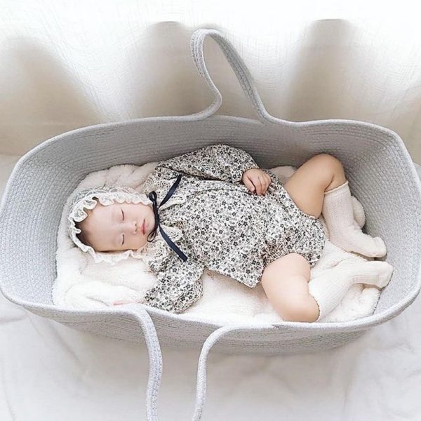 Newborn Cotton Rope Woven Carrying Basket Portable