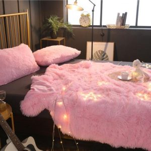 Double-layer long plush blanket