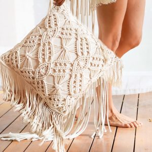 Hand-Woven Cotton Rope Tassel Cushion Pillowcase