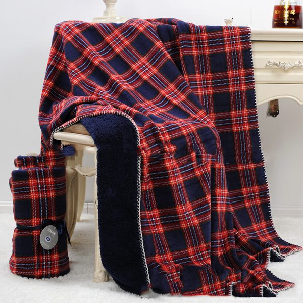 Red Plaid Sofa Blanket Office Lunch Break Cover Leg Cover Blanket - Image 2