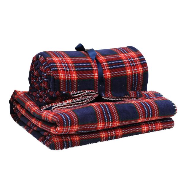 Red Plaid Sofa Blanket Office Lunch Break Cover Leg Cover Blanket - Image 3