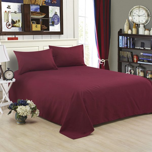 Pure Color Polyester Cotton Extra Bed Sheets Hotel Home - Image 12