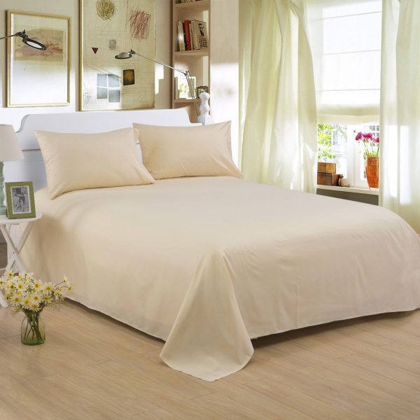 Pure Color Polyester Cotton Extra Bed Sheets Hotel Home - Image 16