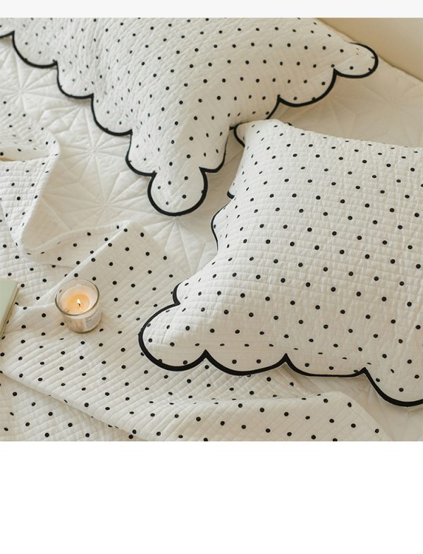 Double-Sided Pure Cotton Side Bed Cover White Polka Dot Fairy Quilted Thick Bed Sheet - Image 2