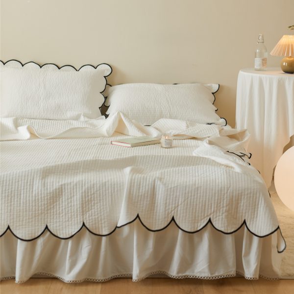 Double-Sided Pure Cotton Side Bed Cover White Polka Dot Fairy Quilted Thick Bed Sheet - Image 4