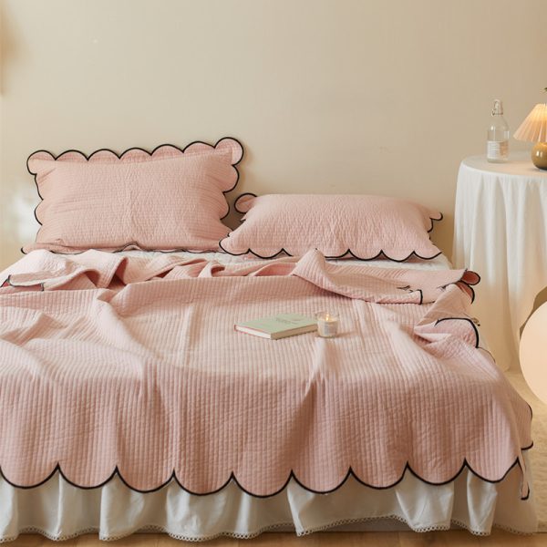 Double-Sided Pure Cotton Side Bed Cover White Polka Dot Fairy Quilted Thick Bed Sheet - Image 8