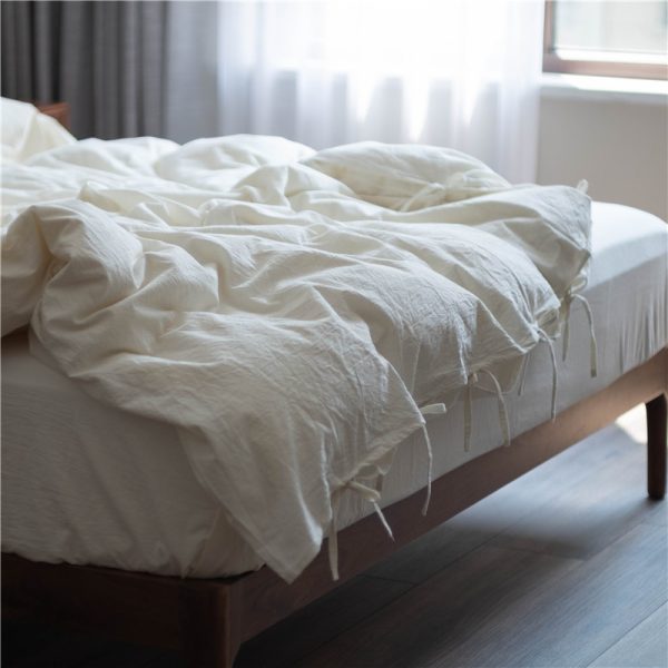 Simple White Four Piece Cotton Bed And Breakfast Style Hotel Bed Linen Three Piece Set - Image 6