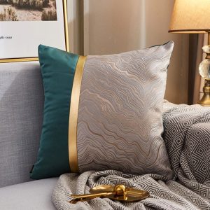 Luxury Modern Lightweight Sofa Car Cushion Cover Silk Satin Hot Stamping Metallic Color Pillowcase