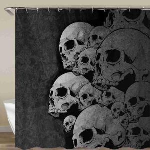 Skull Pattern Waterproof Shower Curtain Art Halloween Decoration Bathroom Curtain