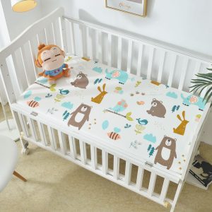 Cotton Crib Bed Sheet Urine-Proof Waterproof Breathable Bed Sheet Non-Slip Bed Cover