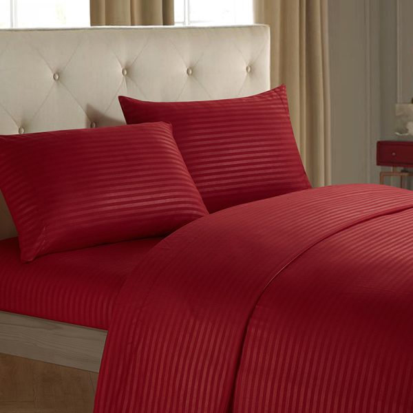 Plain Color Imitation Satin Striped Home Textile Four-piece Set Simple Bedding Set Multi-color Optional - Image 2