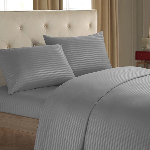 Plain Color Imitation Satin Striped Home Textile Four-piece Set Simple Bedding Set Multi-color Optional - Image 3