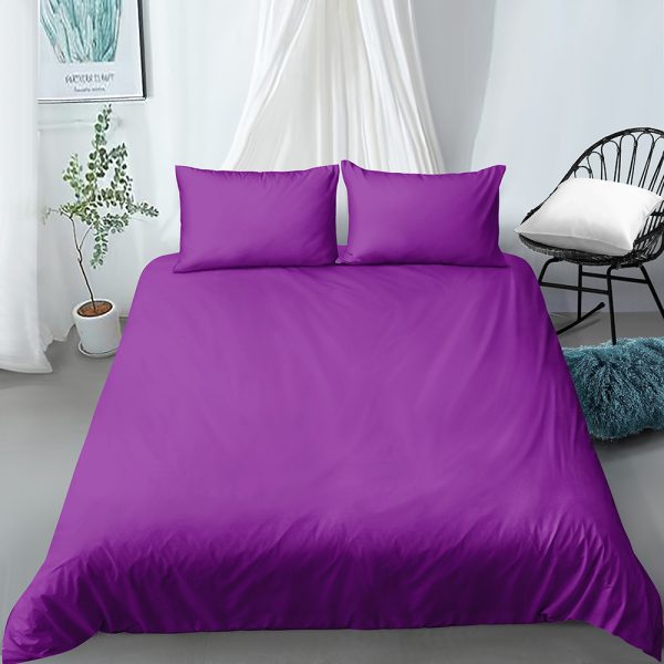 Home Textile Solid Color Three-piece Bedding Kit Custom Duvet Cover Pillowcase Bedding - Image 4