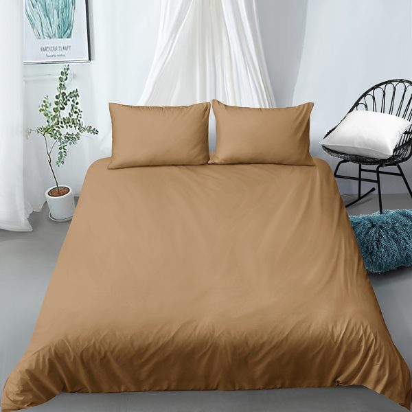 Home Textile Solid Color Three-piece Bedding Kit Custom Duvet Cover Pillowcase Bedding - Image 2