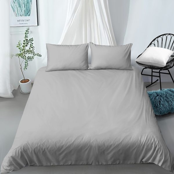 Home Textile Solid Color Three-piece Bedding Kit Custom Duvet Cover Pillowcase Bedding - Image 3