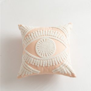 Scandinavian Style Simple Color Geometric Cotton Embroidered Pillow, Model Room Sofa Cushion Cover