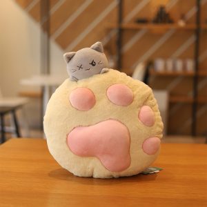 Plush Cat Paw Pillow Stuffed Funtional Cartoon Animal Quilt Home Sofa Decor Plushie Props