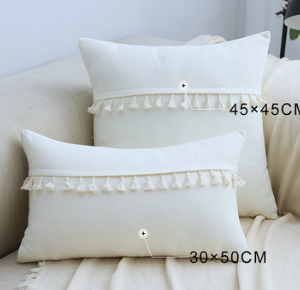 Home Furnishing Lace Tassel Flannel Throw Pillow Sofa Home Office Cushion Cover