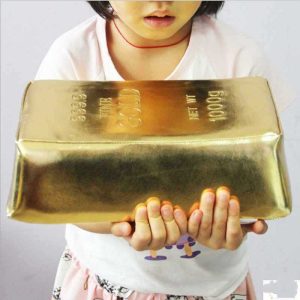 Rectangular Pillows With Simulated Gold And Silver Bricks