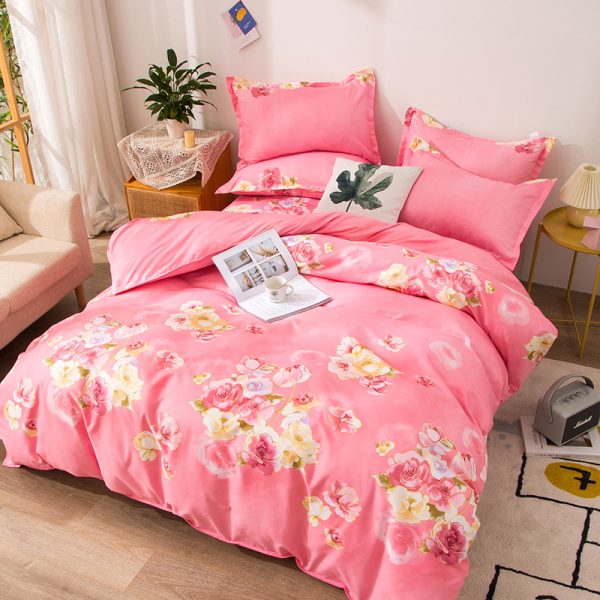 Household Brushed Bed Sheet And Duvet Cover Set - Image 4