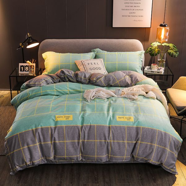 Household Brushed Bed Sheet And Duvet Cover Set - Image 8