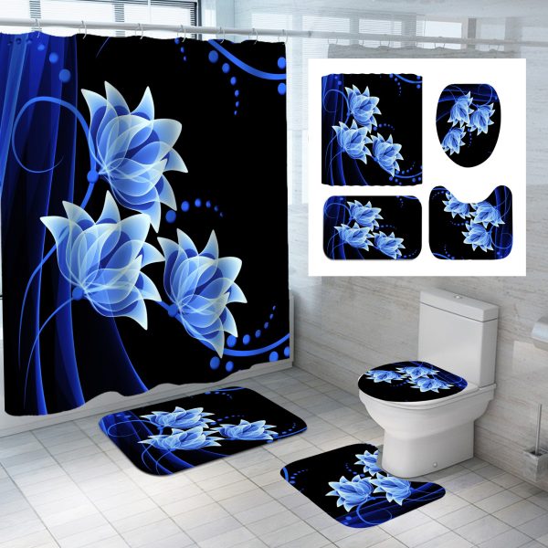 Lotus Series Shower Curtain Factory Direct Sales-Multiple Choices Of Flower Patterns-Polyester Printing-Customized Samples-Multiple Choices Of Sizes - Image 6