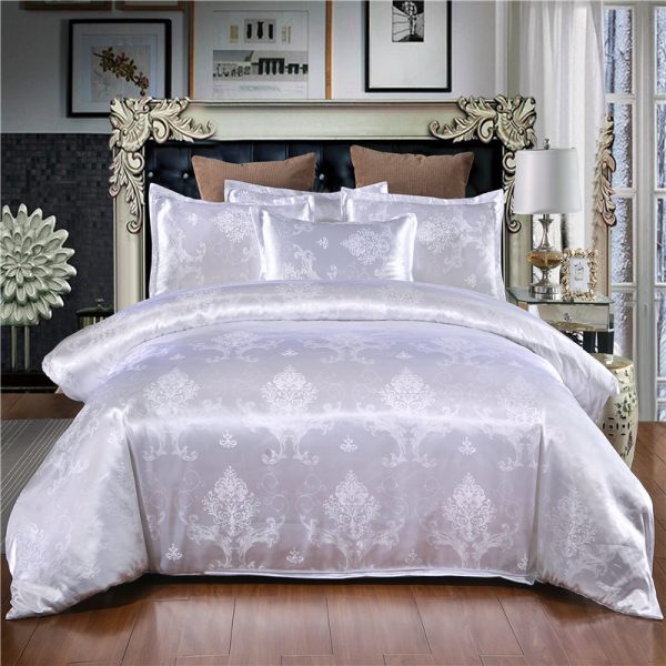 European Style Satin Jacquard Bedding Set  Quilt Cover And Pillowcase - Image 4