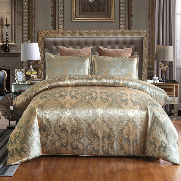 European Style Satin Jacquard Bedding Set  Quilt Cover And Pillowcase - Image 2