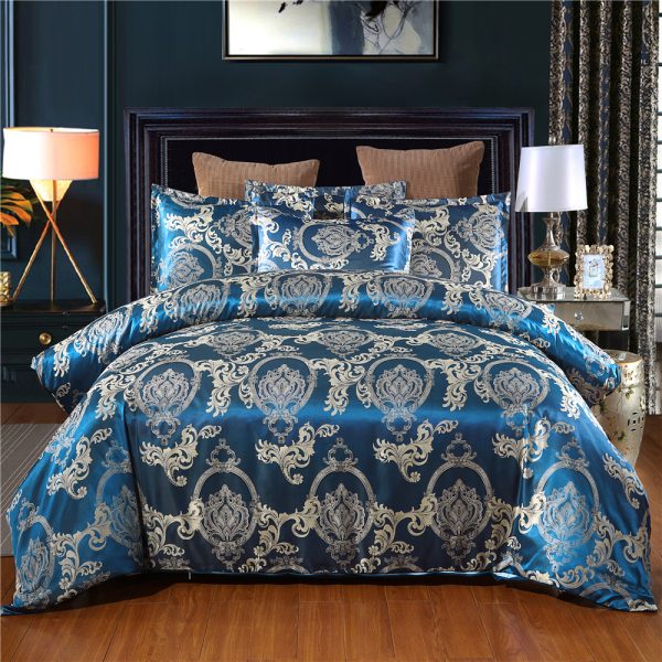 European Style Satin Jacquard Bedding Set  Quilt Cover And Pillowcase - Image 6