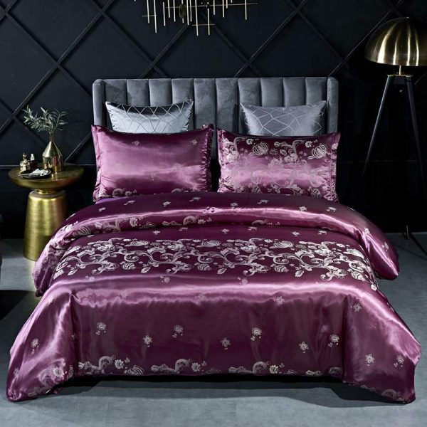 European Style Satin Jacquard Bedding Set  Quilt Cover And Pillowcase - Image 10