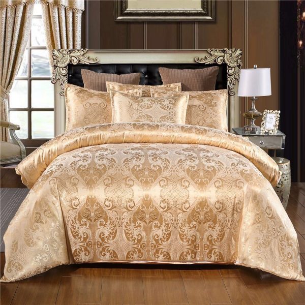 European Style Satin Jacquard Bedding Set  Quilt Cover And Pillowcase