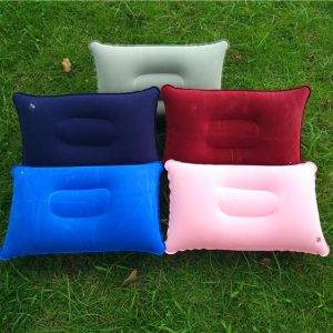 Wholesale Outdoor Pvc Pillows Travel Camping Thick Flocking Rectangular Inflatable Pillows Nap Companion Square Pillow