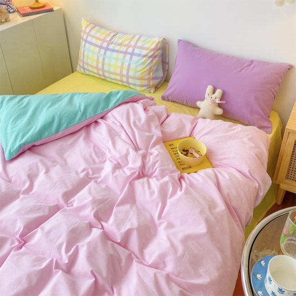 Rainbow Strips Korean Princess Style Bedding Cotton Girl Heart Sheet Duvet Cover - Image 2