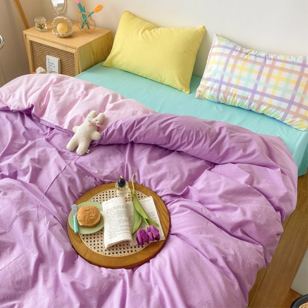 Rainbow Strips Korean Princess Style Bedding Cotton Girl Heart Sheet Duvet Cover - Image 5