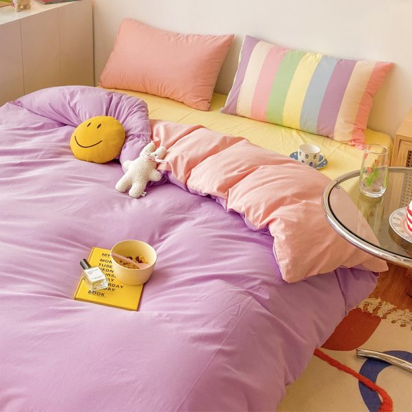 Rainbow Strips Korean Princess Style Bedding Cotton Girl Heart Sheet Duvet Cover - Image 7