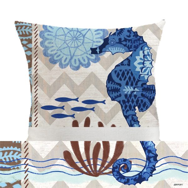 Marine Animal Printed Linen Pillowcase - Image 4