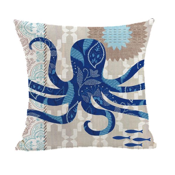 Marine Animal Printed Linen Pillowcase - Image 3