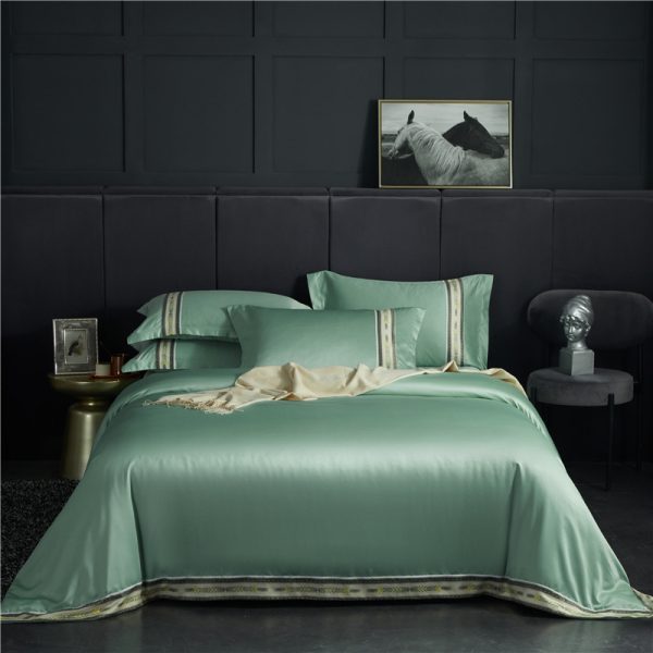 Four-piece Set Of Washed Silk Satin Striped Sheets, Solid Color Ice Silk Jane Ou Silk Slippery Bed Linen - Image 8