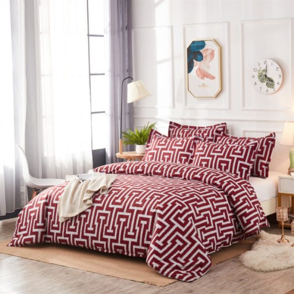 Scandinavian Style Geometric Li Luo 3D Three-piece Duvet Cover Sheet Printing Set - Image 2